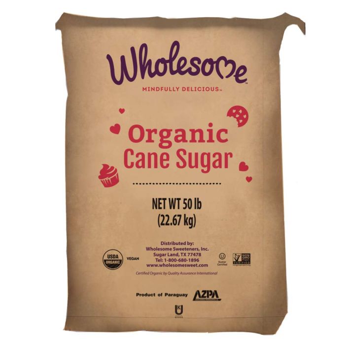 WHOLESOME SWEETENERS: Organic Cane Sugar, 50 lb
