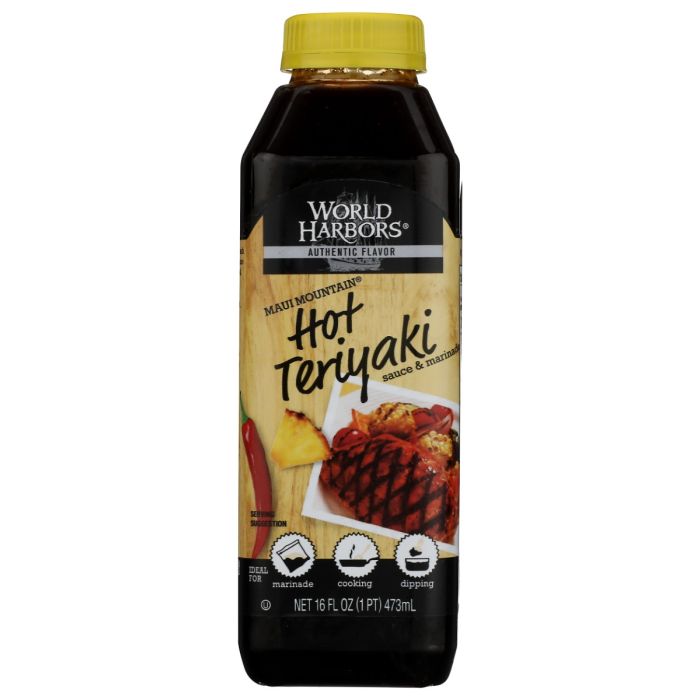 WORLD HARBORS: Maui Mountain Hot Teriyaki Sauce, 16 oz