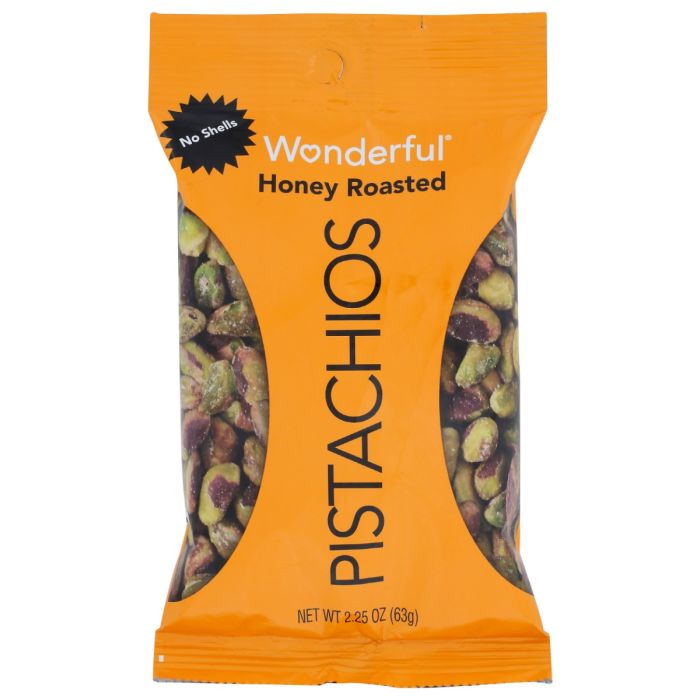 WONDERFUL PISTACHIOS: Honey Roasted No Shells, 2.25 oz