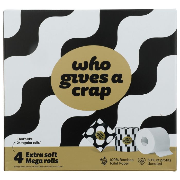 WHO GIVES A CRAP: Bamboo Toilet Paper 4 Rolls, 1 ea