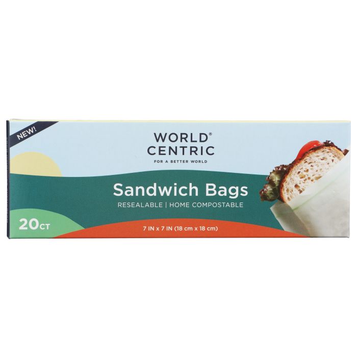 WORLD CENTRIC: Compostable Sandwich Bags, 20 ea