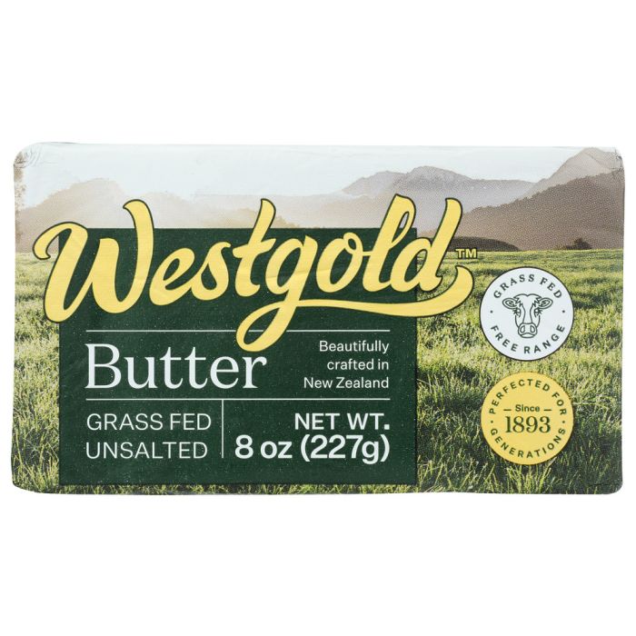 WESTGOLD: Unsalted Grass Fed Butter, 8 oz