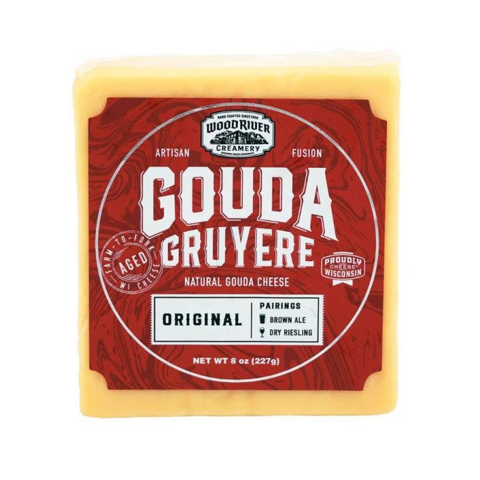 WOOD RIVER: Gouda Gruyere Original Cheese, 8 oz