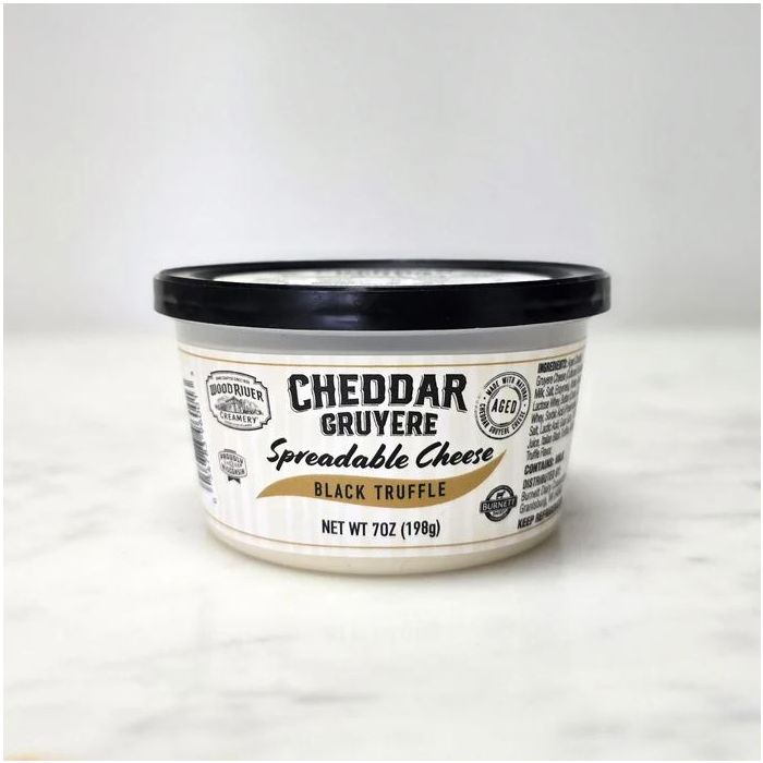 WOOD RIVER: Spreadable Black Truffle Cheddar Gruyere Cheese, 7 oz