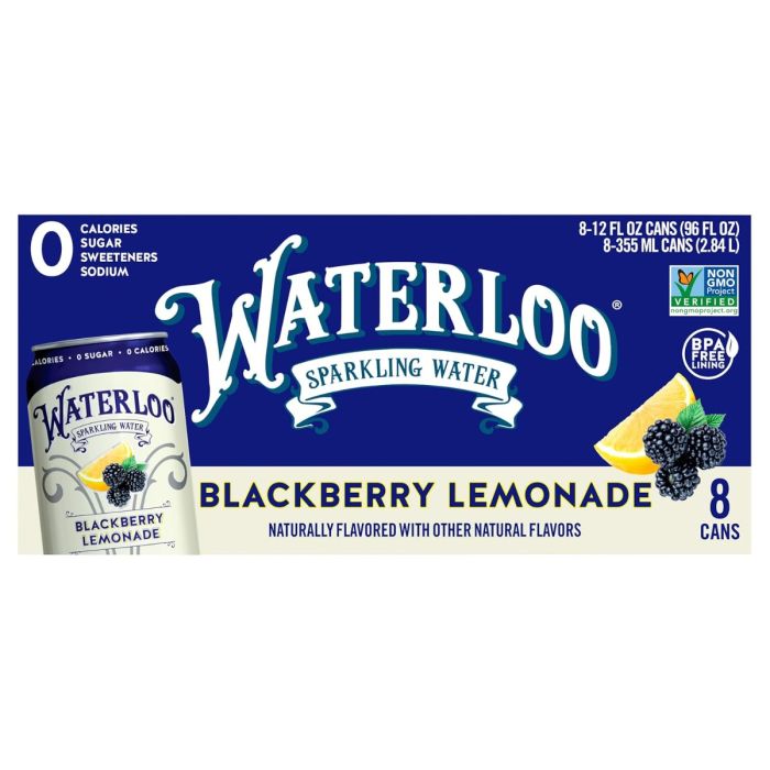 WATERLOO SPARKLING WATER: Blackberry Lemonade Sparkling Water 8 Count, 96 fo