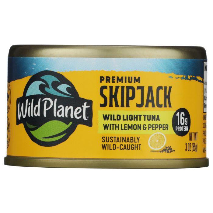 WILD PLANET: Premium Skipjack Wild Light Tuna with Lemon and Pepper, 3 oz