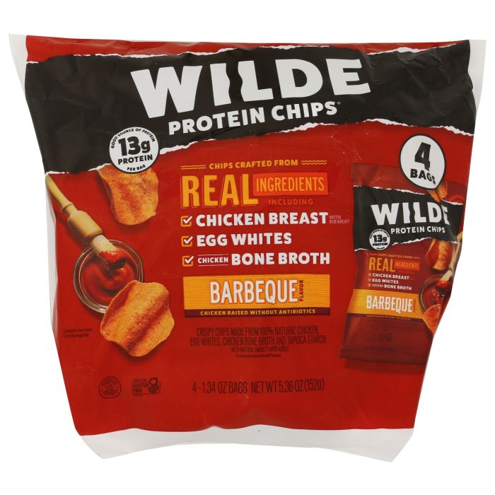 WILDE SNACKS: Barbeque Protein Chips 4 Count, 5.4 oz