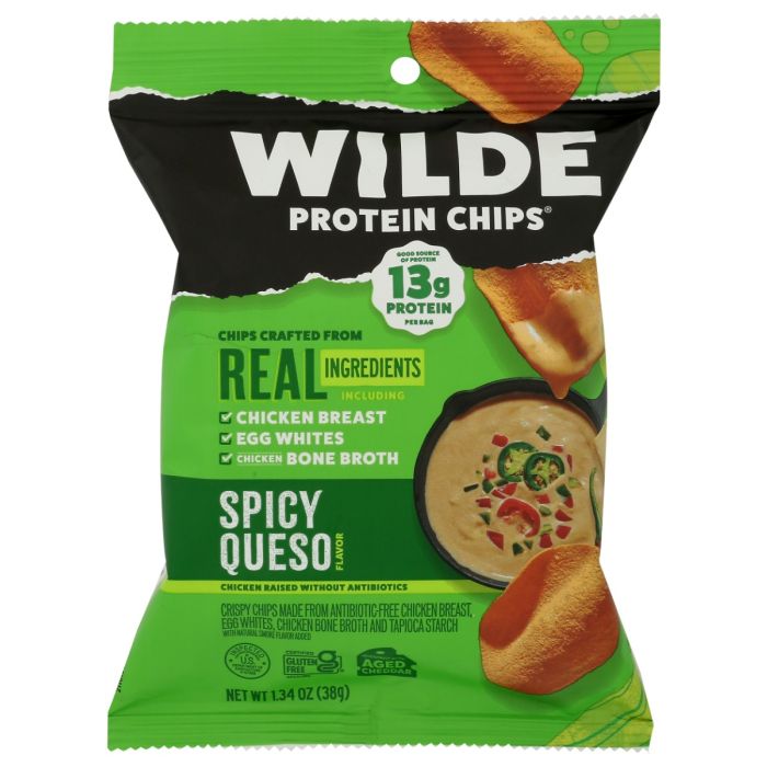 WILDE SNACKS: Spicy Queso Protein Chips, 1.34 oz