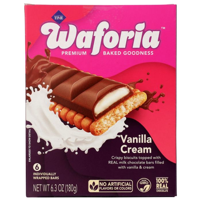WAFORIA: Chocolate Vanilla Cream Biscuit Bar, 6.3 oz