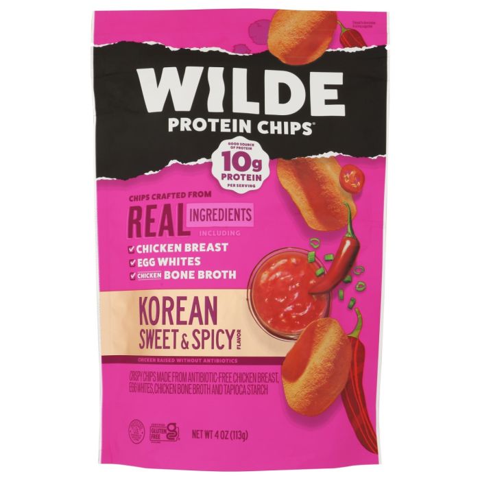 WILDE SNACKS: Korean Sweet and Spicy Protein Chips, 4 oz