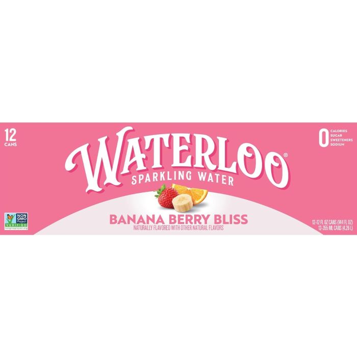 WATERLOO SPARKLING WATER: Banana Berry Bliss Sparkling Water 12 Count, 144 fo