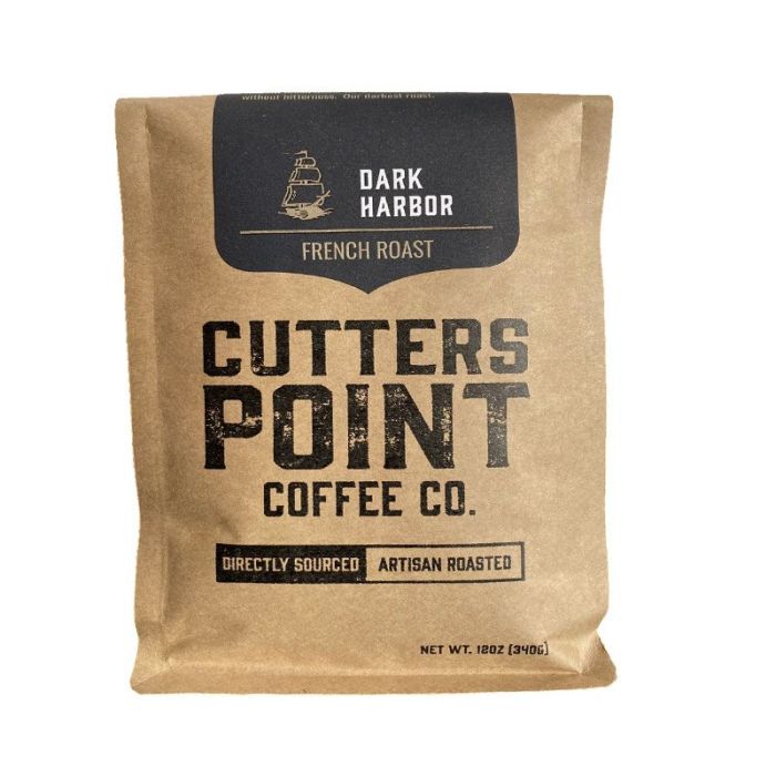 CUTTERS POINT COFFEE CO.: Dark Harbor French Roast Whole Bean Coffee, 12 oz