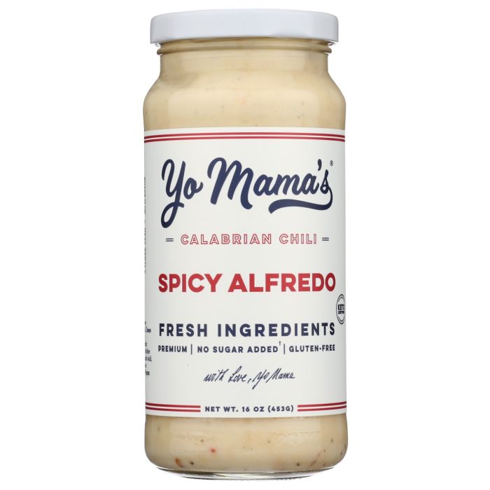 YO MAMAS FOODS: Spicy Alfredo Sauce, 16 oz