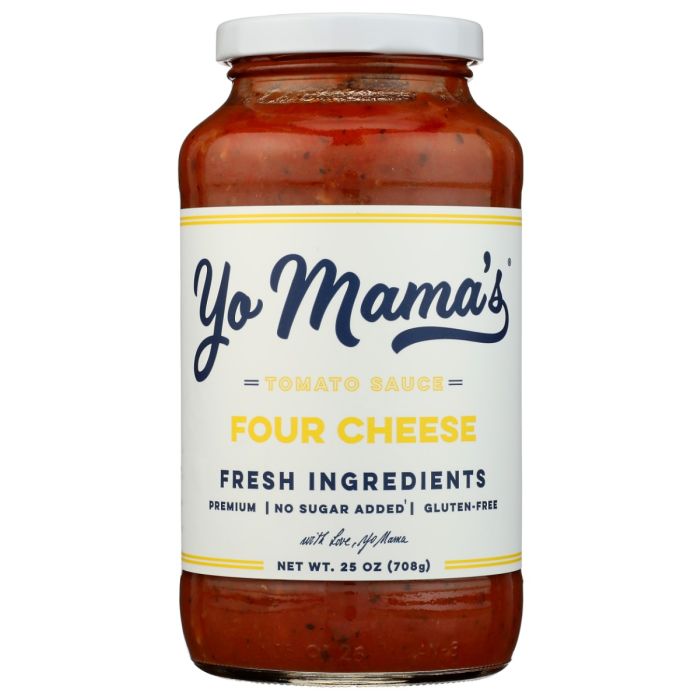 YO MAMAS FOODS: Four Cheese Tomato Sauce, 25 oz