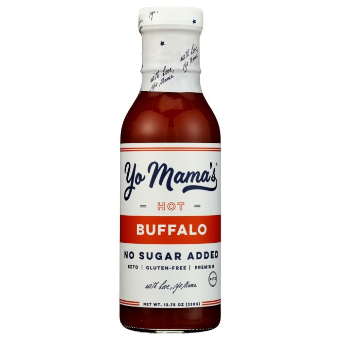 YO MAMAS FOODS: No Sugar Hot Buffalo Sauce, 13.75 oz