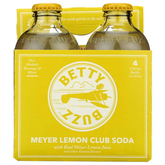 BETTY BUZZ: Meyer Lemon Club Soda Bottles 4Pk, 36 fo