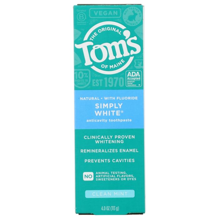 TOMS OF MAINE: Simply White Toothpaste Clean Mint, 4 oz