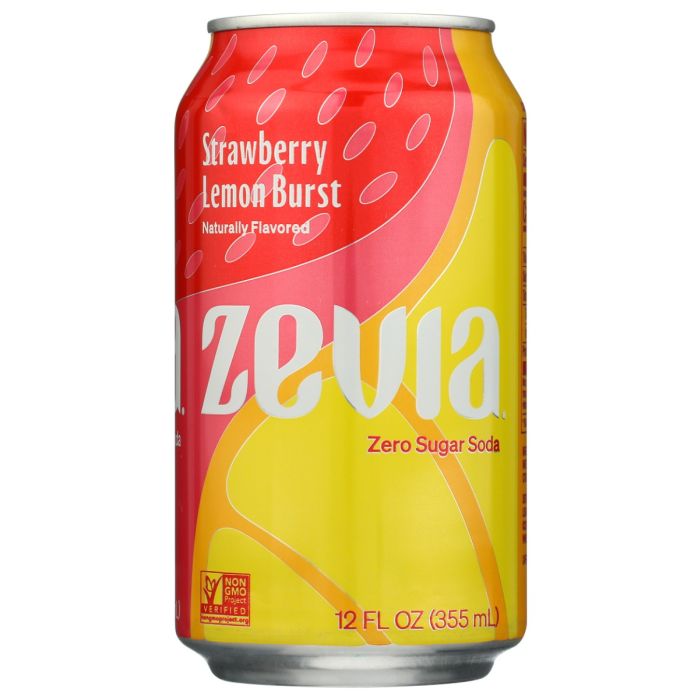 ZEVIA: Strawberry Lemon Burst Zero Sugar Soda, 12 fo