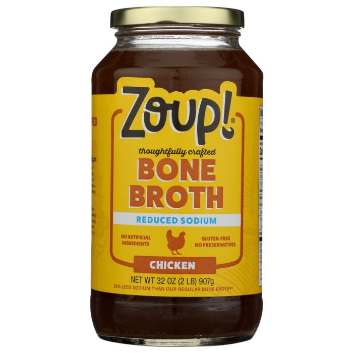 ZOUP GOOD REALLY: Reduced Sodium Chicken Bone Broth, 32 oz