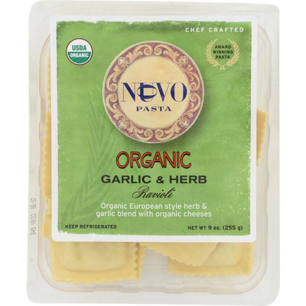 NUOVO PASTA: Organic Garlic and Herb Ravioli, 9 oz