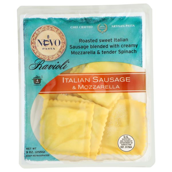 NUOVO PASTA: Italian Sausage & Mozzarella Ravioli Pasta, 9 oz