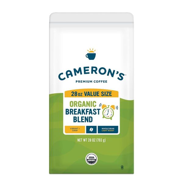 CAMERON'S COFFEE: Organic Breakfast Blend Whole Bean Coffee, 28 oz