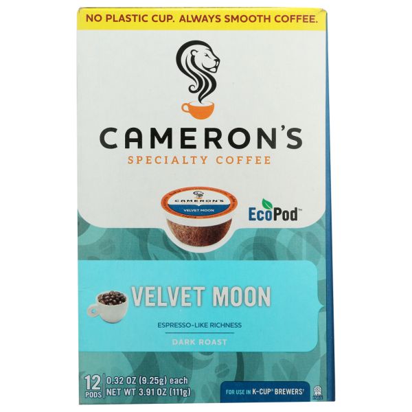 CAMERONS COFFEE: Velvet Moon Espresso Single Serve Coffee, 3.91 oz