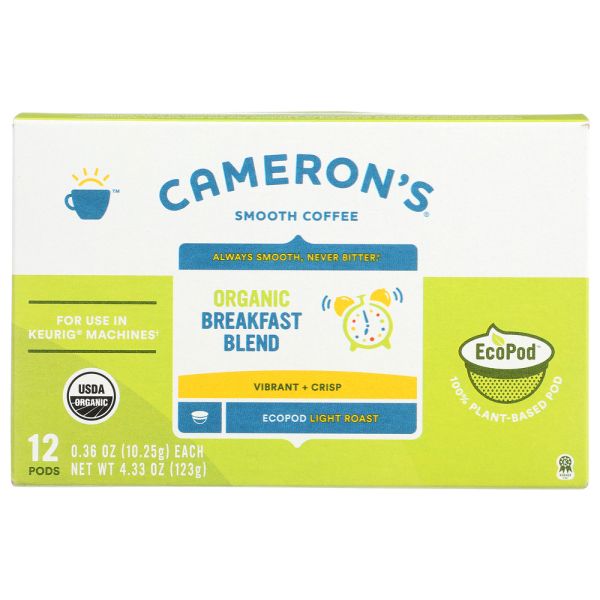 CAMERONS COFFEE: Breakfast Blend Organic Coffee 12 packets, 4.33 oz