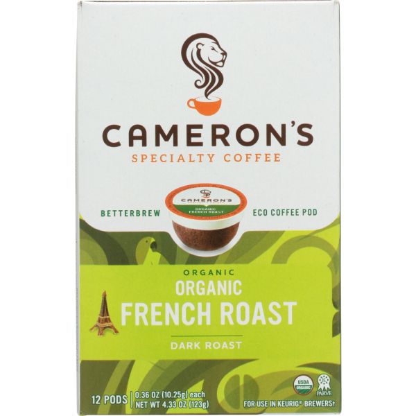 CAMERONS COFFEE: French Roast Coffee Organic 12 packets, 4.33 oz