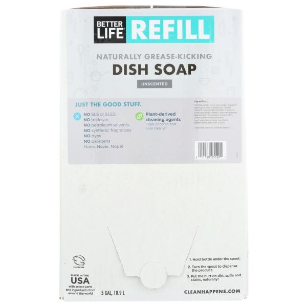 BETTER LIFE: Dish Soap Unscented, 5 ga