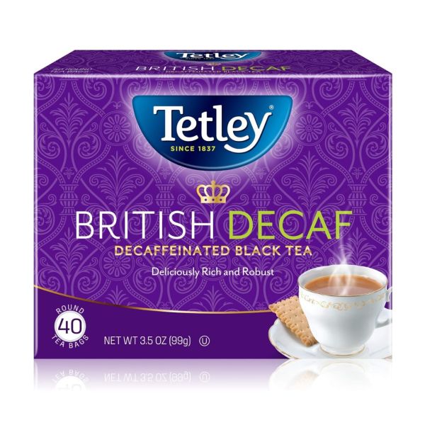 TETLEY: British Blend Decaffeinated Premium Black Tea 40Ct, 7 oz