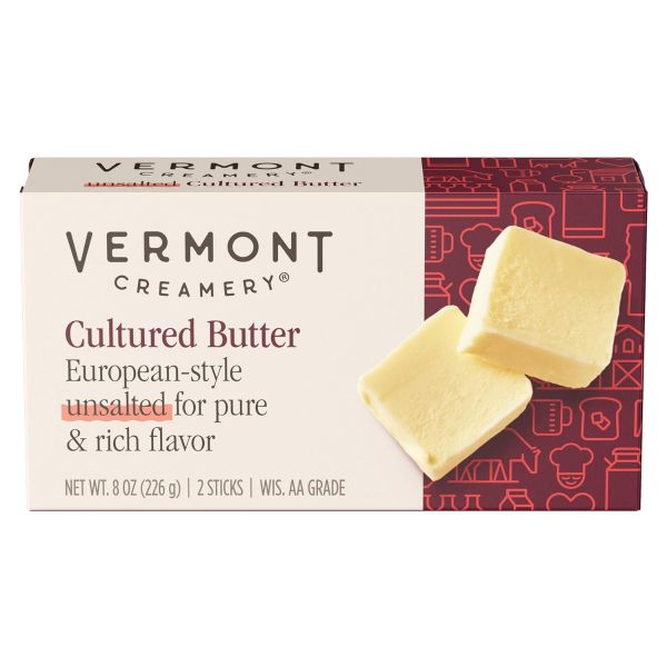 VERMONT CREAMERY: Unsalted Cultured Butter, 8 oz