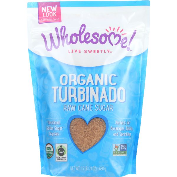 WHOLESOME SWEETENERS: Organic Turbinado Raw Cane Sugar, 24 oz