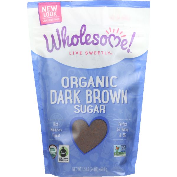 WHOLESOME SWEETENERS: Organic Dark Brown Sugar, 24 oz