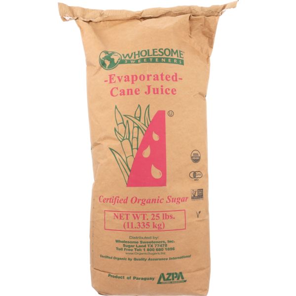 WHOLESOME: Cane Sugar Organic, 25 lb