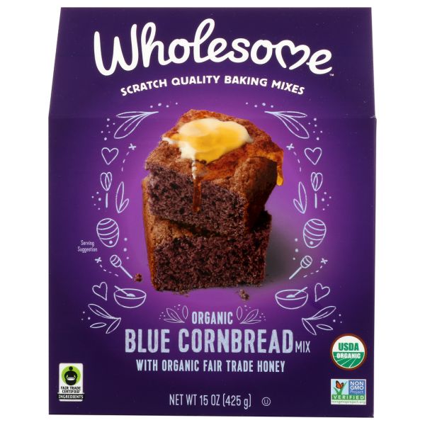 WHOLESOME: Mix Cornbread Blue Corn, 15 oz