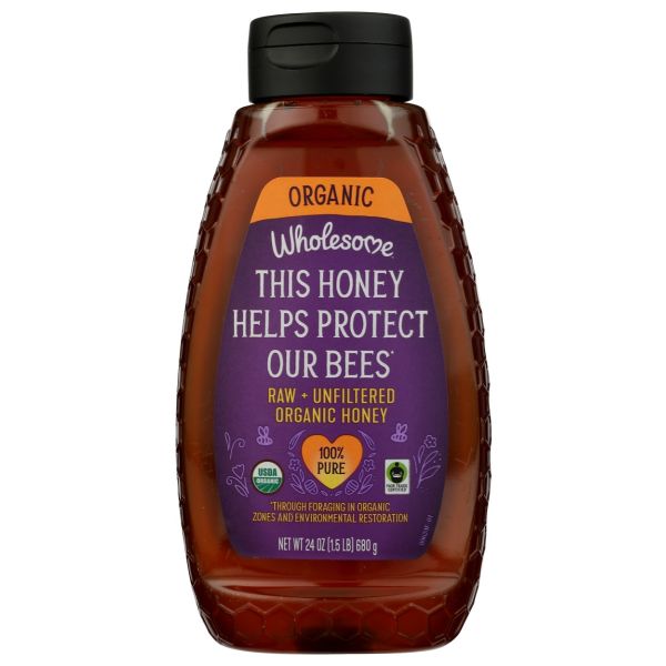 WHOLESOME: Organic Raw Unfiltered Honey, 24 oz