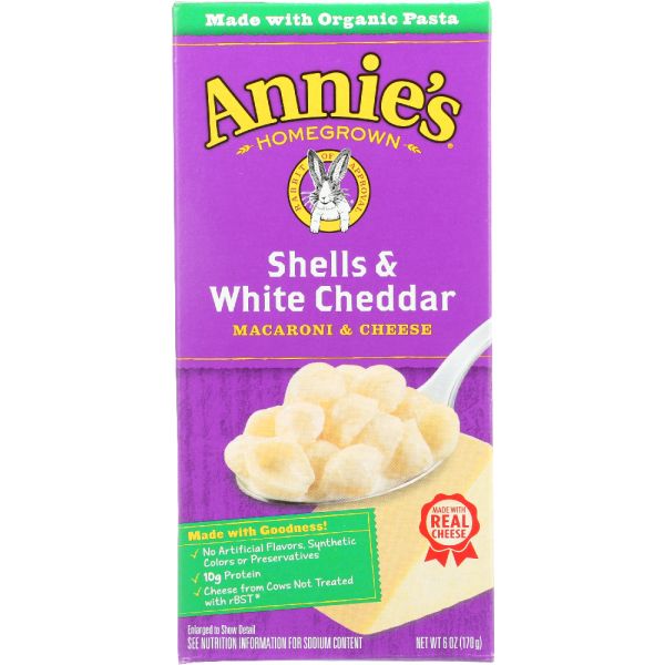 ANNIE'S HOMEGROWN: Shells and White Cheddar, 6 Oz
