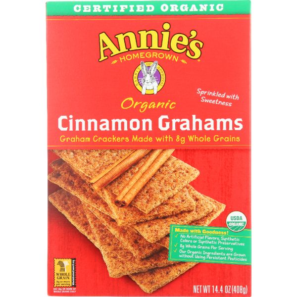 ANNIE'S HOMEGROWN: Organic Whole Grain Grahams Cinnamon Crackers, 14.4 oz