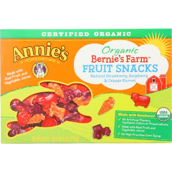 ANNIES HOMEGROWN: Fruit Snk Bernies Farm, 4 oz