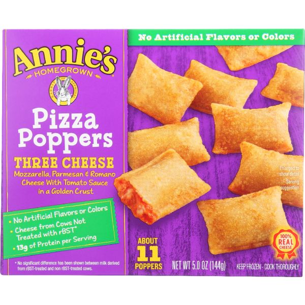 ANNIE'S HOMEGROWN: Three Cheese Pizza Poppers, 5 oz