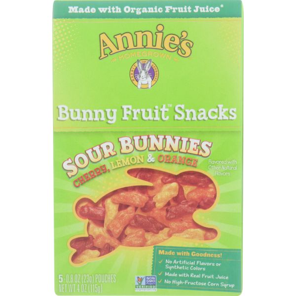 ANNIES HOMEGROWN: Fruit Snack Sour, 4 oz