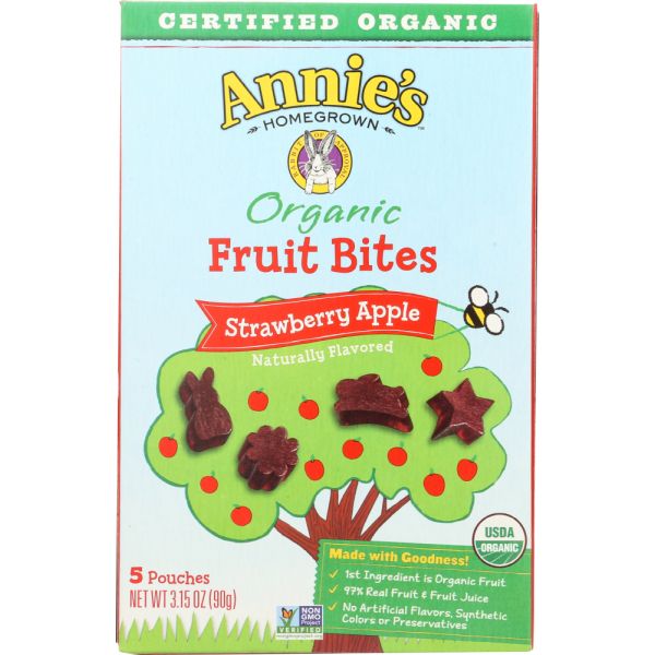 ANNIES HOMEGROWN: Organic Fruit Bite Strawberry, 3.15 oz
