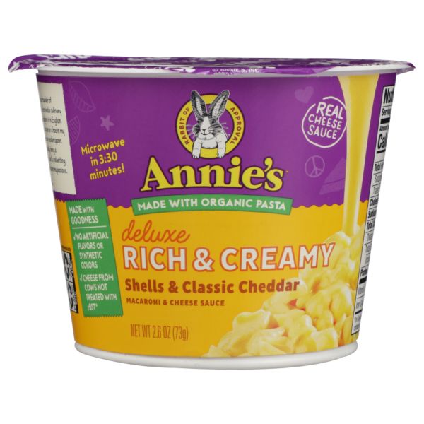 ANNIES HOMEGROWN: Deluxe Rich and Creamy Shells and Classic Cheddar Mac and Cheese, 2.6 oz