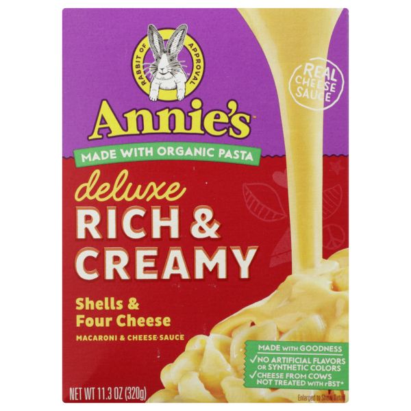 ANNIES HOMEGROWN: Deluxe Rich and Creamy Shells and Four Cheese Mac and Cheese, 11.3 oz
