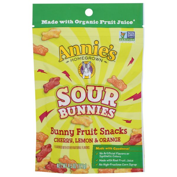 ANNIES HOMEGROWN: Fruit Snack Bunny Sour, 4.5 oz