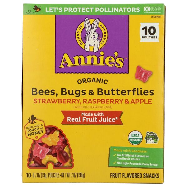 ANNIE'S HOMEGROWN: Organic Bees, Bugs & Butterflies Fruit Snacks, 7 oz