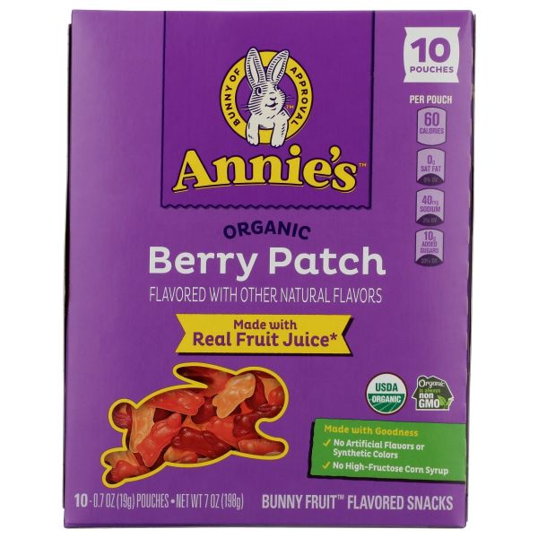 ANNIE'S HOMEGROWN: Organic Berry Patch Bunny Fruit Snacks, 7 oz