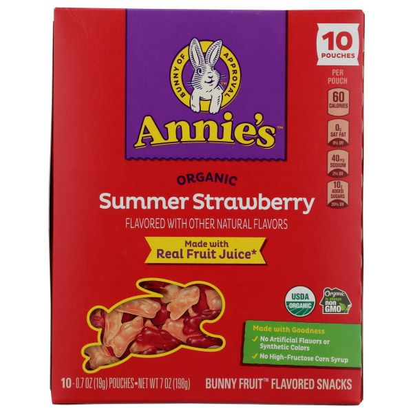 ANNIE'S HOMEGROWN: Organic Summer Strawberry Bunny Fruit Snacks, 7 oz