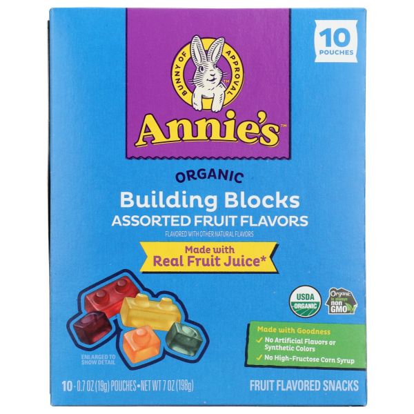 ANNIE'S HOMEGROWN: Organic Building Blocks Fruit Snacks 10ct, 7 oz